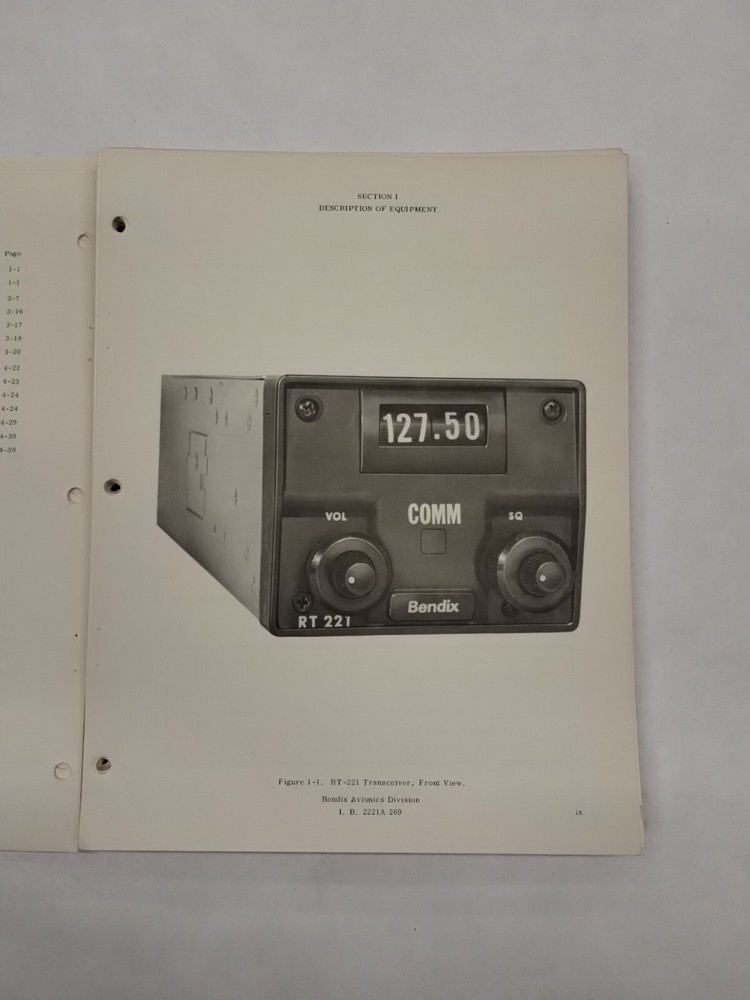 Bendix RT-221 Comm Receiver-Transmitter CNS-220 VHF Comm/Nav Maintenance Manual
