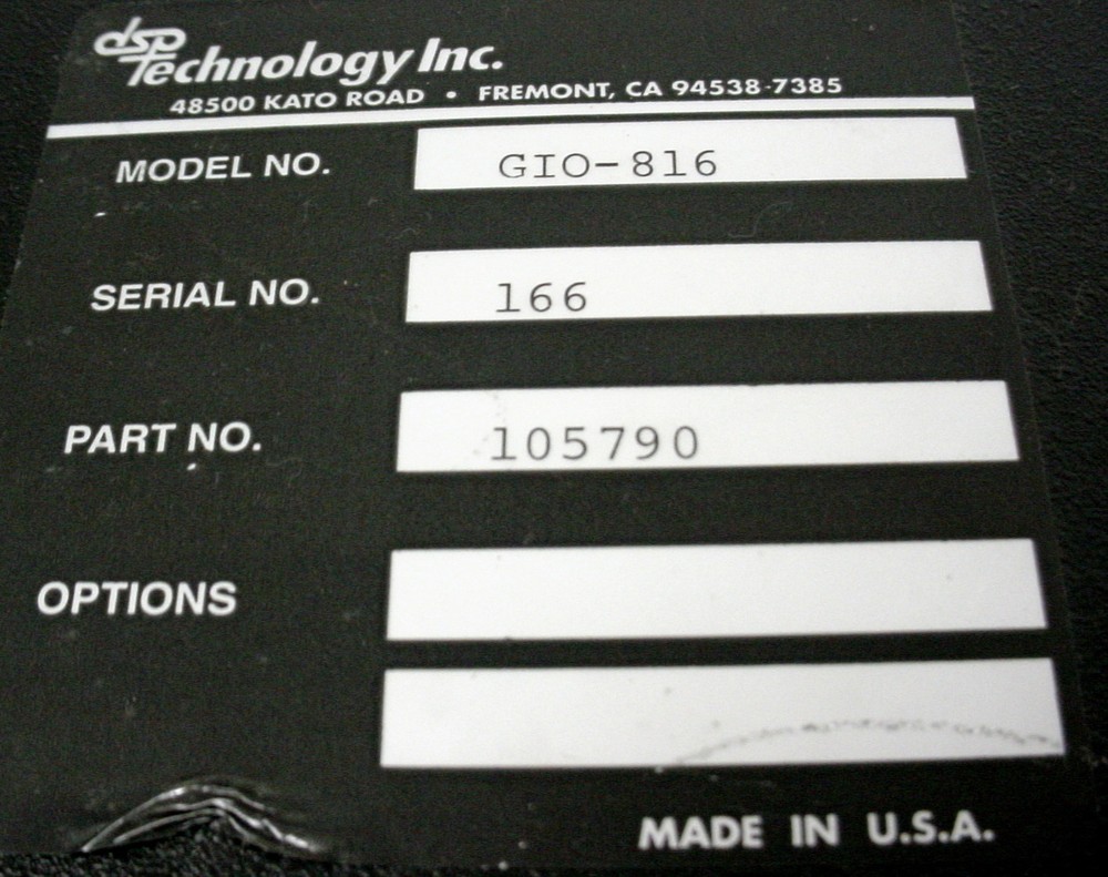 DSP Technologies GIO-816 Instrument Interface 105790, 16 Data Inputs & Outputs