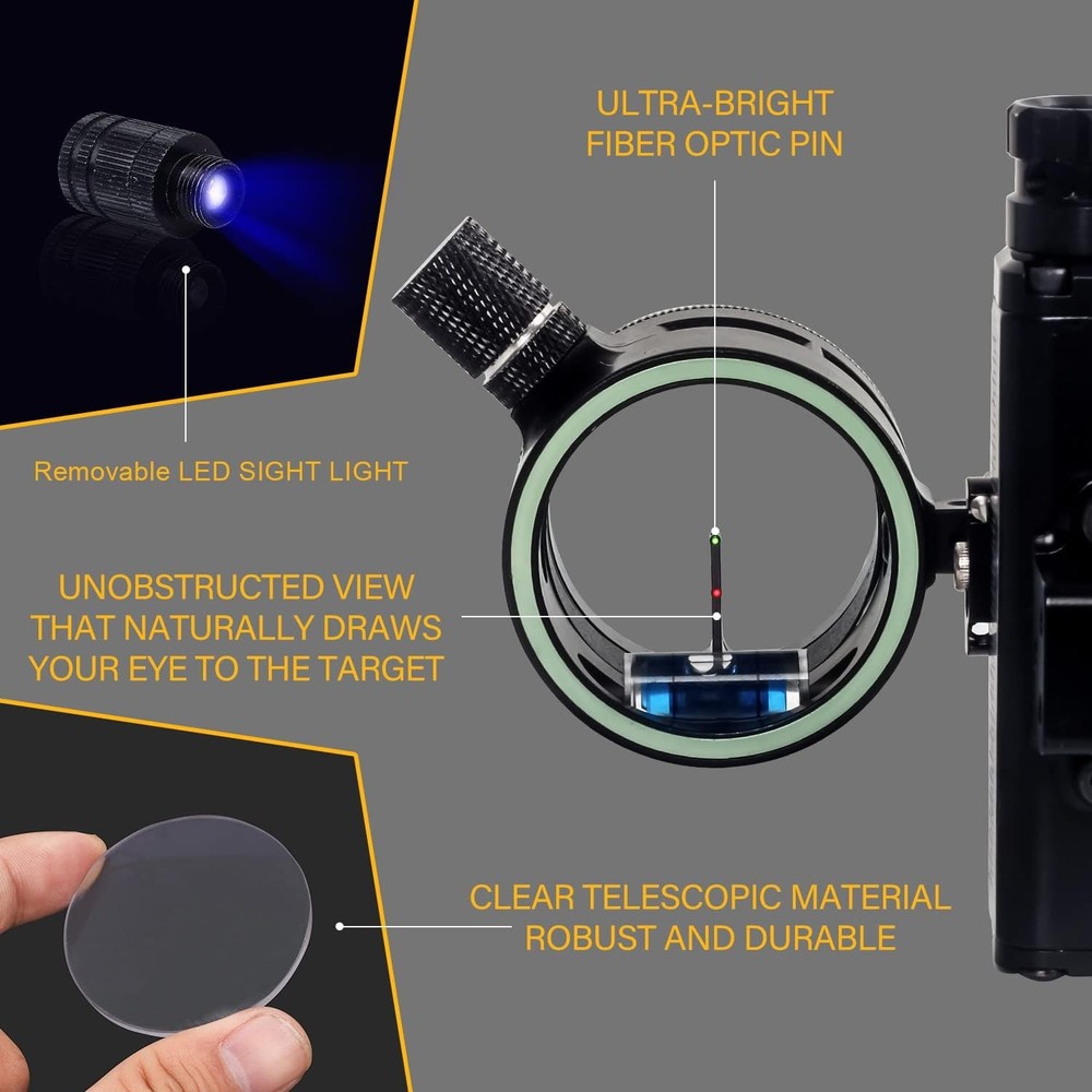 Compound Bow Sight Single or Five Pin with Scope Right Hand