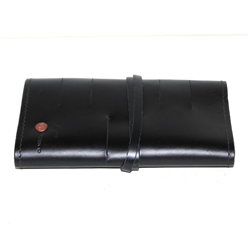 Rustico Sidekick Black Leather tri-fold handmade pouch cord organizer wallet