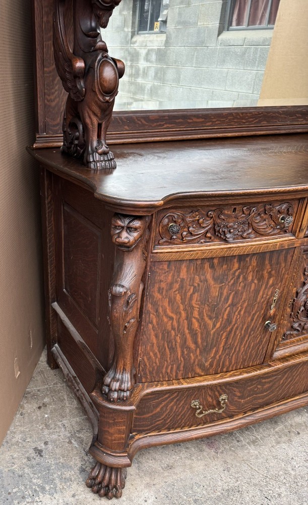 R. J. HORNER OAK WINGED GRIFFIN SIDEBOARD