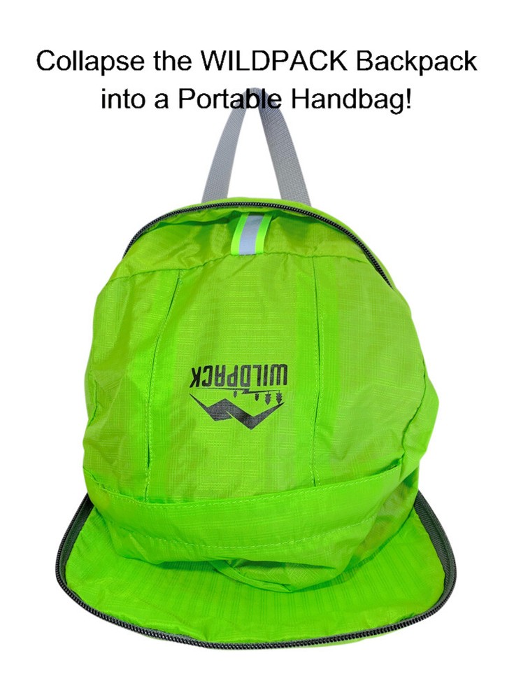 Backpack, Collapsible, Foldable Travel Pack, Packable, Durable--Green