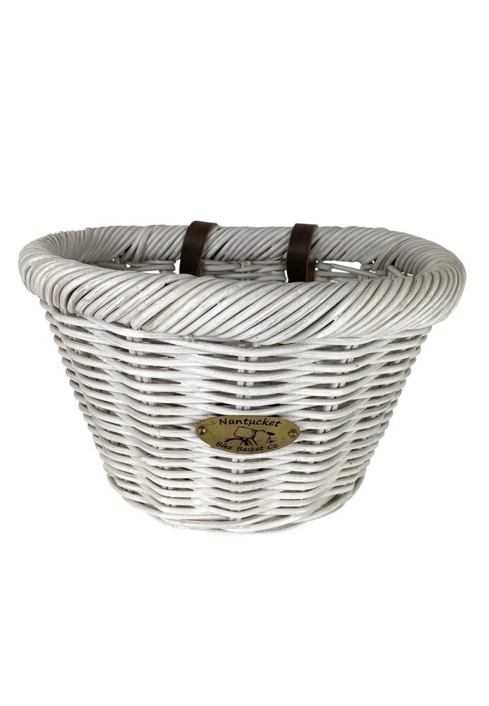 Nantucket White Wicker Bicycle Basket