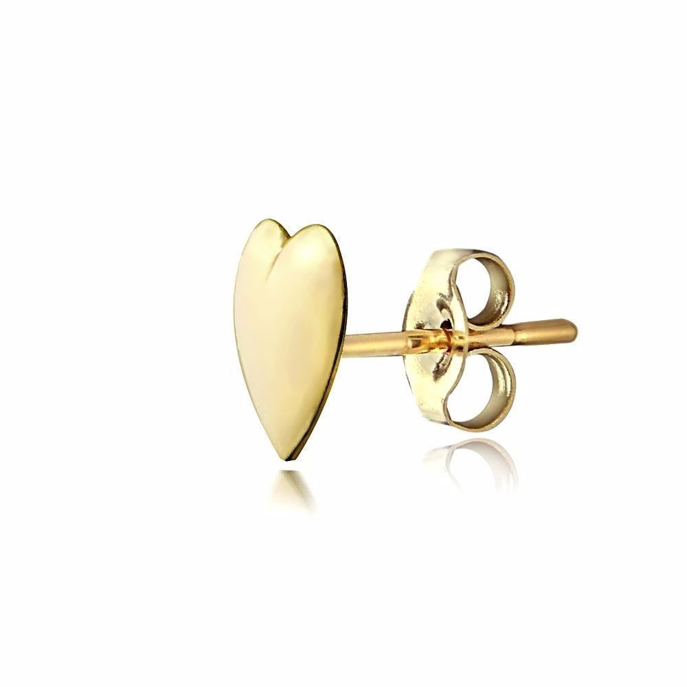 14K YELLOW GOLD HEART SHAPE STUD EARRING