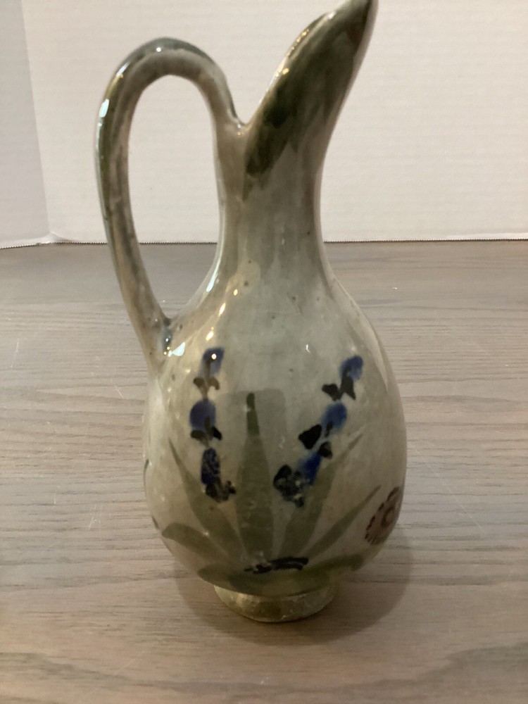 Small Hand Painted Deer Pottery Pitcher