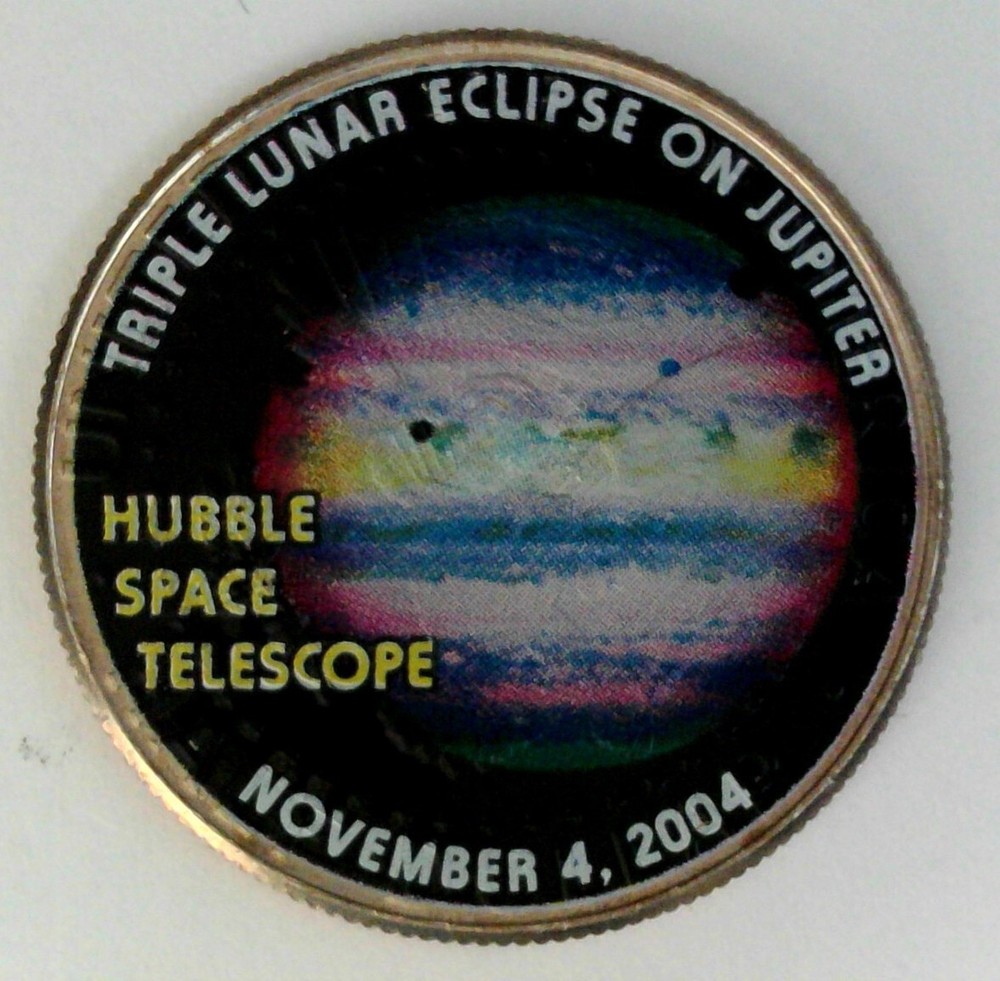 Triple Lunar Eclipse Hubble Telescope - Colorized Half Dollar  Space Exploration