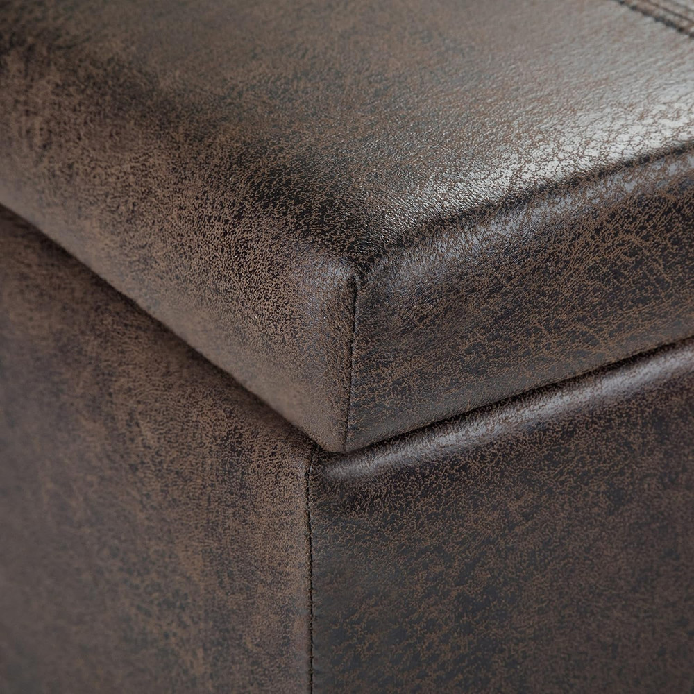 Dover Storage Ottoman Bench - 36 Inch Wide Upholstered Vegan Leather Rectangular