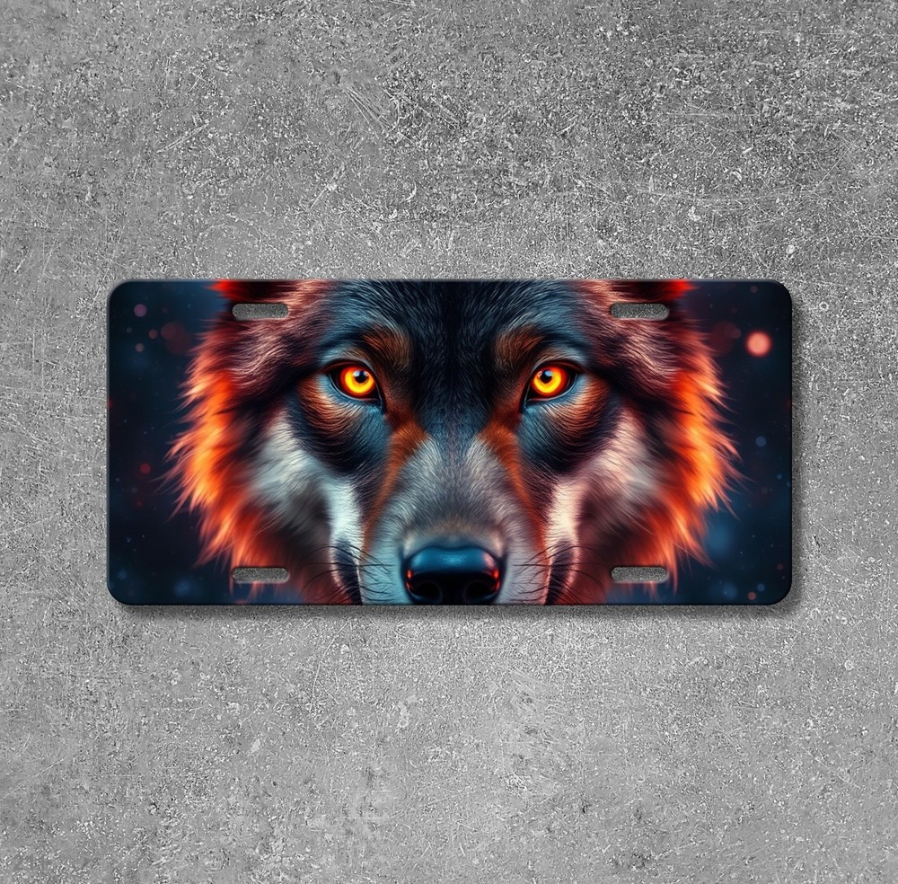 Realistic Wolf License Plate Customizable Front Plate Anniversary Gift