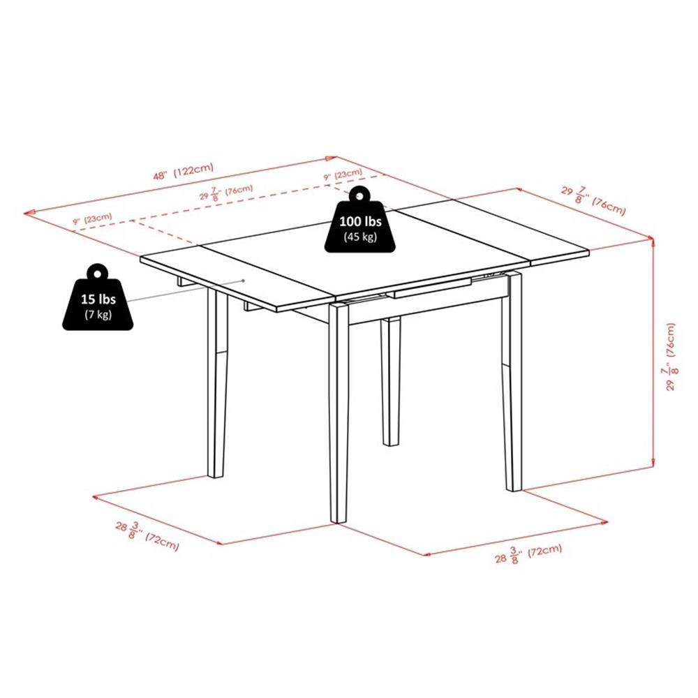 Winsome Pulman 3-Piece Extendable Solid Wood Dining Set in Walnut