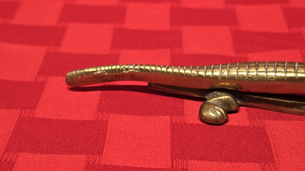 Vintage Brass Alligator Nutcracker Figural Crocodile Nut Cracker 7"