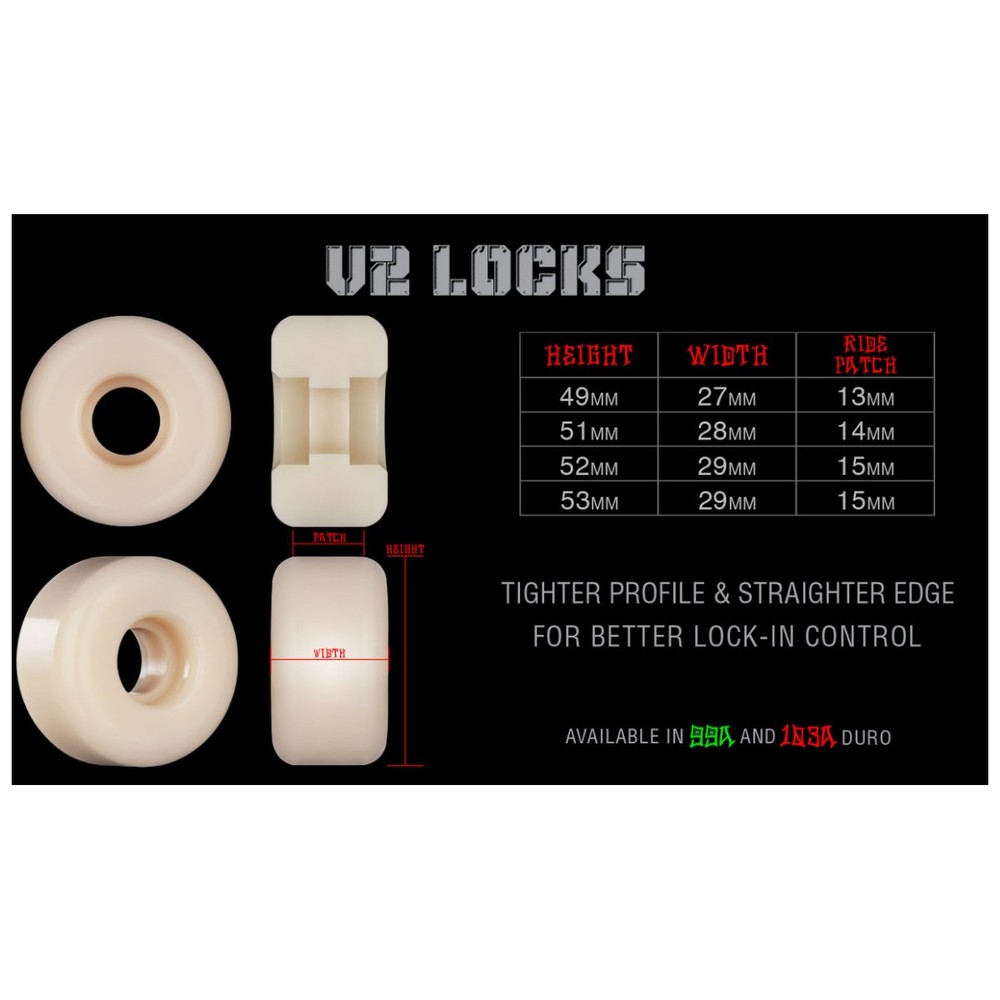 Bones Skateboard Wheels 52mm STF V2 Locks 103A White
