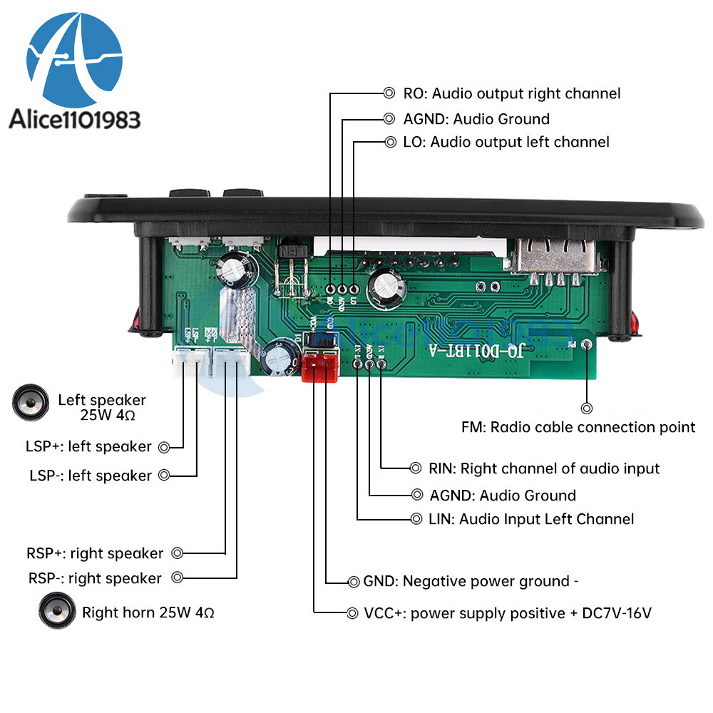 2*25W Car MP3 Player Decoder Board WMA FM Radio Wireless Bluetooth Audio Module