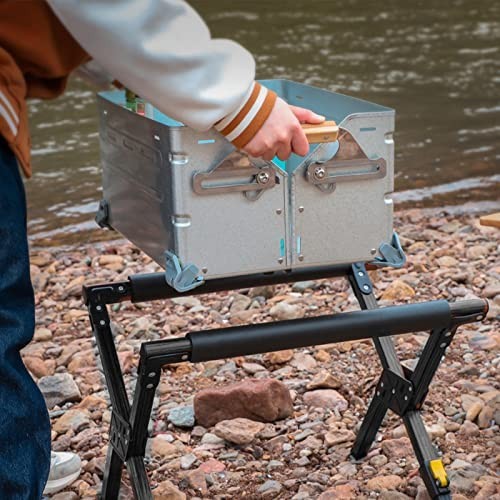 Folding Camping Cooler Stand - Adjustable Aluminum Frame, Stable & Strong Load B