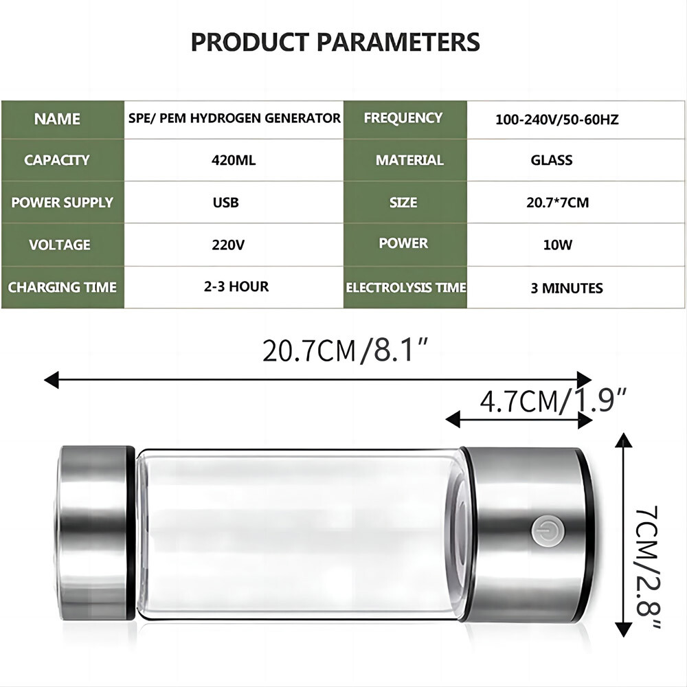 Hydrogen Rich Generator Water Cup Alkaline Ionizer Maker Bottle Anti-Oxidation