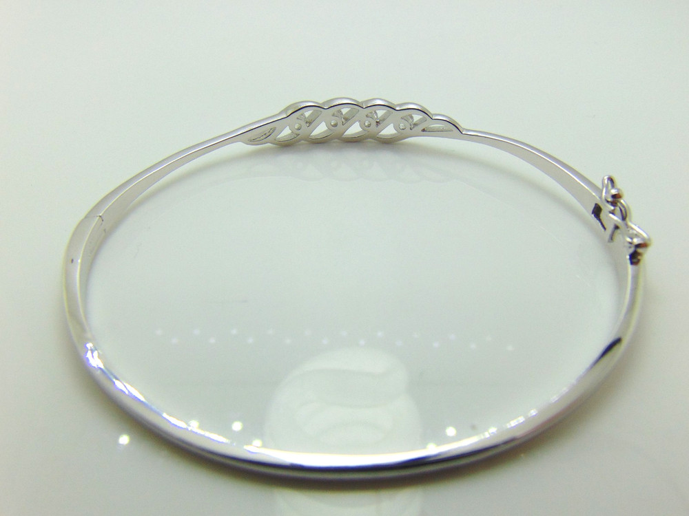 925 Sterling Silver Fancy CZ Bangle SBG017