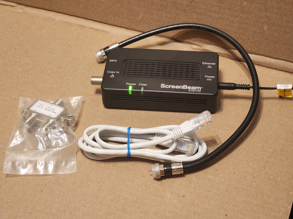 Single Actiontec ECB7250 ScreenBeam MoCA 2.5 Ethernet Over Coax Adapter -