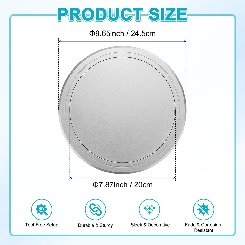 1-Pack Access Panel for Drywall, 8x8 Inch Round Plastic Removable [Silver Tone]