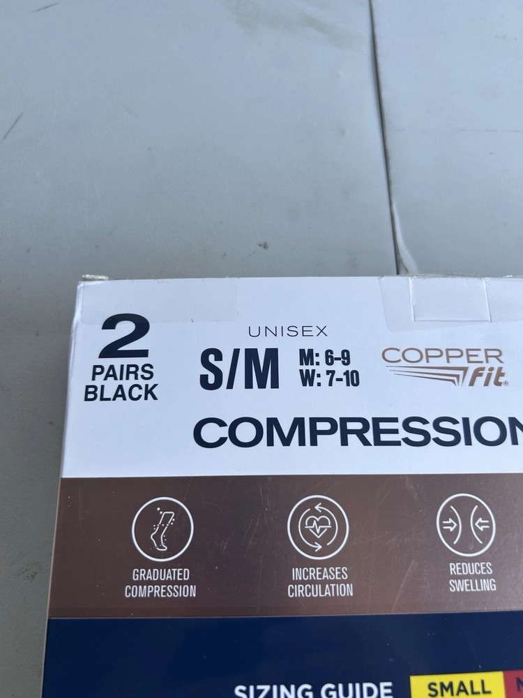 Copper Fit Elite Compression Socks - 2 pairs S/M (OPEN BOX)