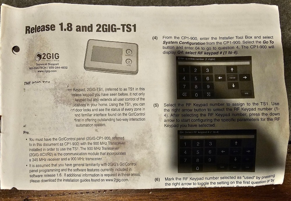 2GIG-TS1 Secondary Touch Screen Security Keypad Alarm System Panel