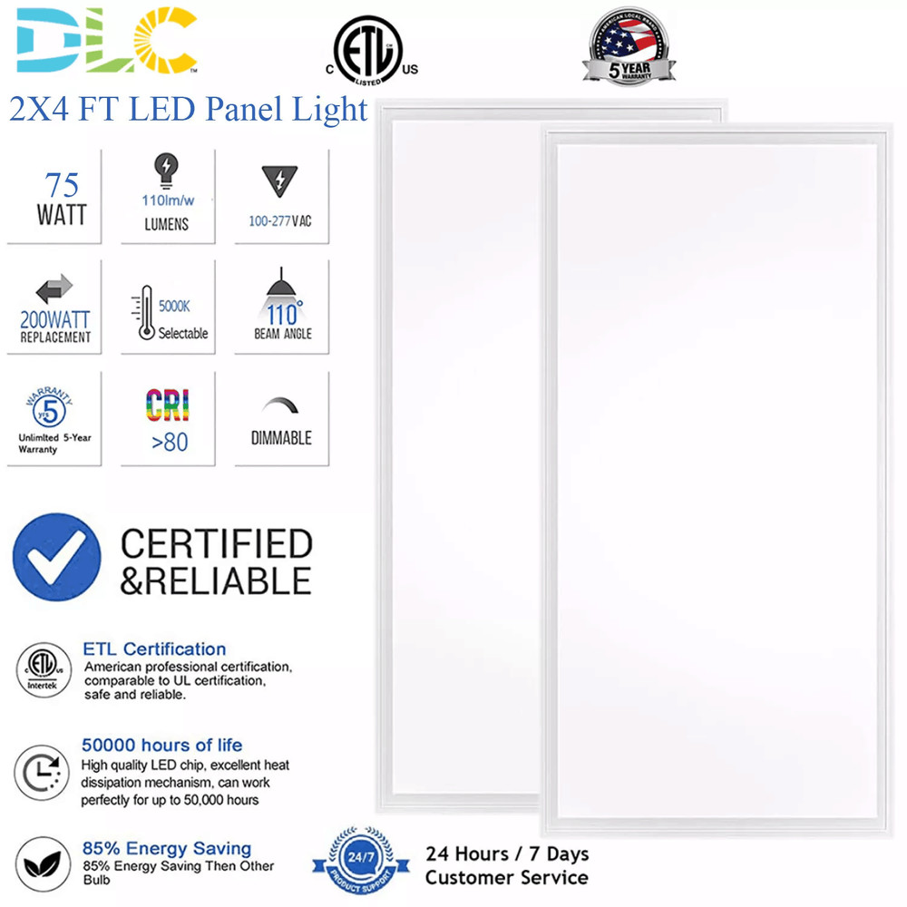 2X4FT LED Flat Panel Light 7800LM 4X75W 5000K Drop Ceiling Ceiling Office Lights