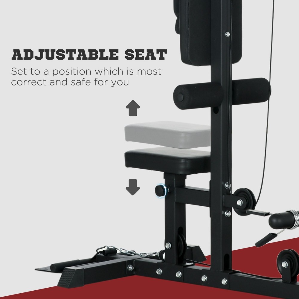 Cable Machine Lat Pull Down Machines with Flip-Up Footplate, Black