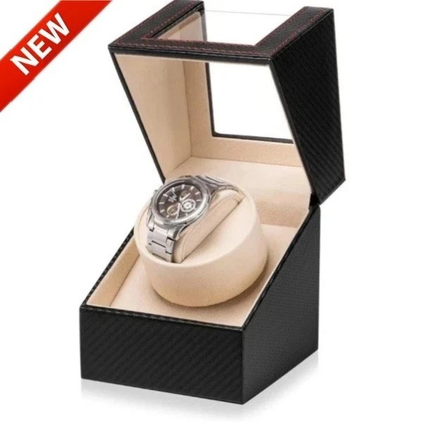 Automatic Rotation Single Watch Winder Box Leather Storage Display Case Gift US