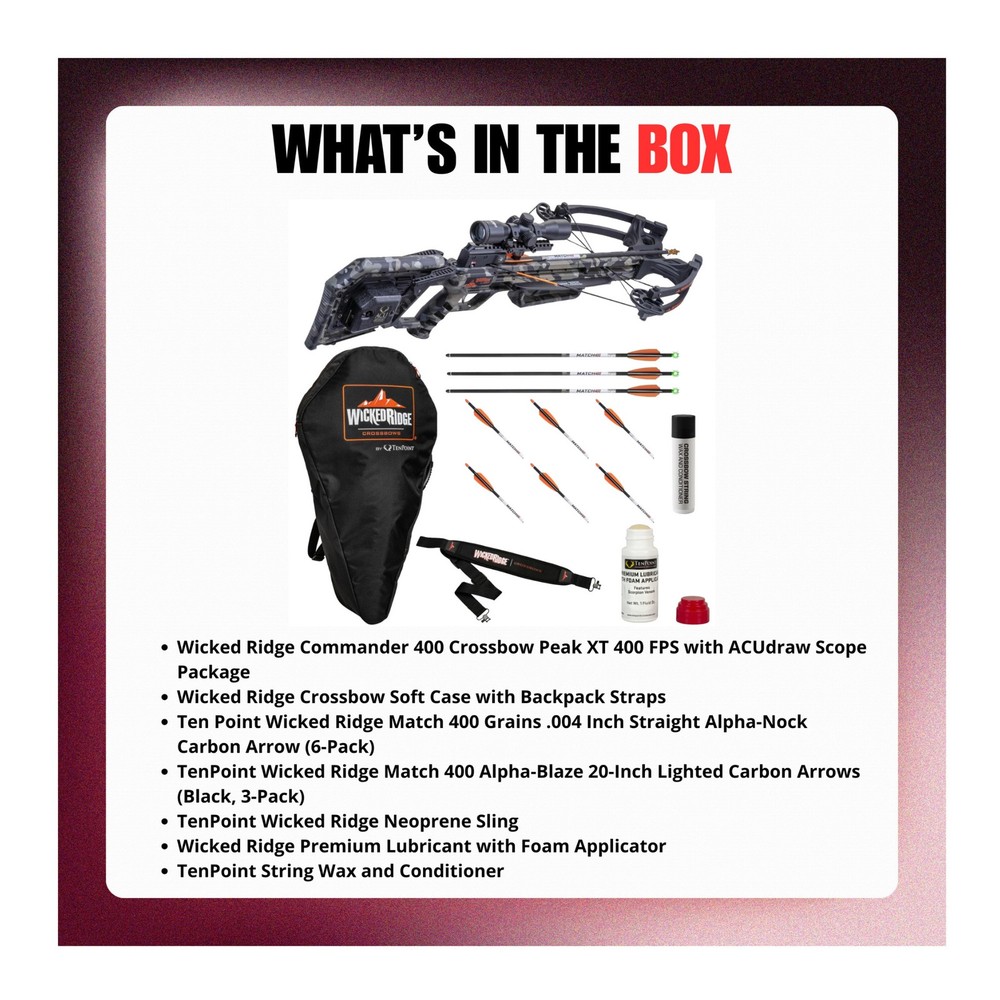 Wicked Ridge Commander 400 Crossbow Peak XT 400 FPS Bundle
