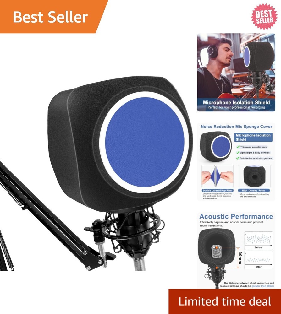 Versatile Microphone Isolation Shield and Pop Filter for Musicians and Streamers