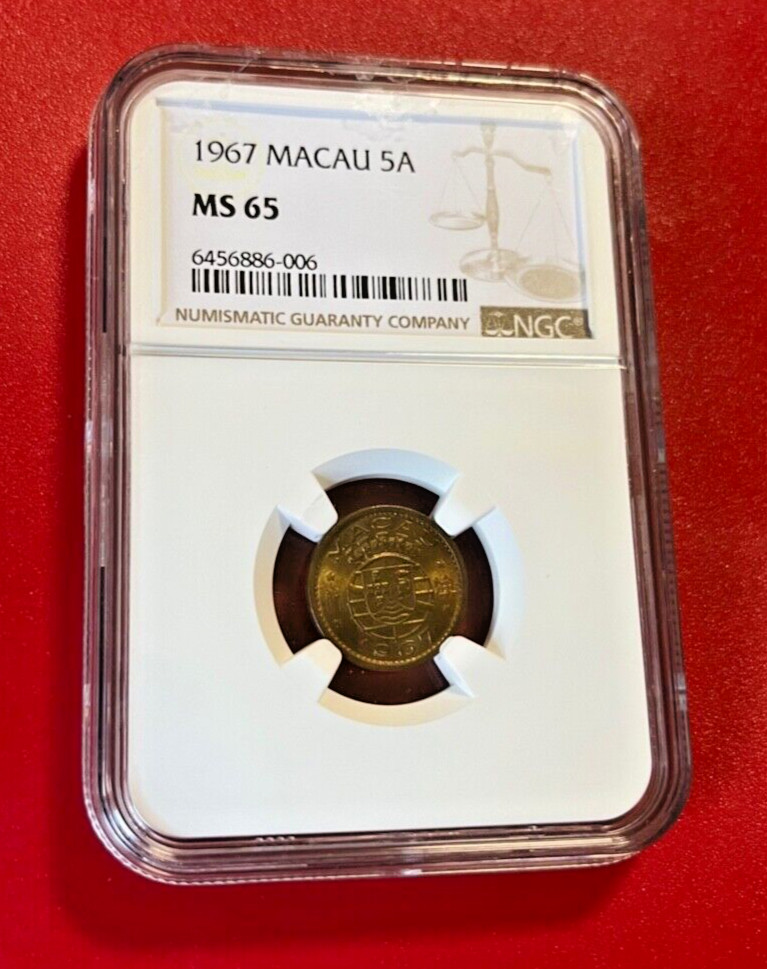 1967 MACAU 5 AVOS NGC MS 65