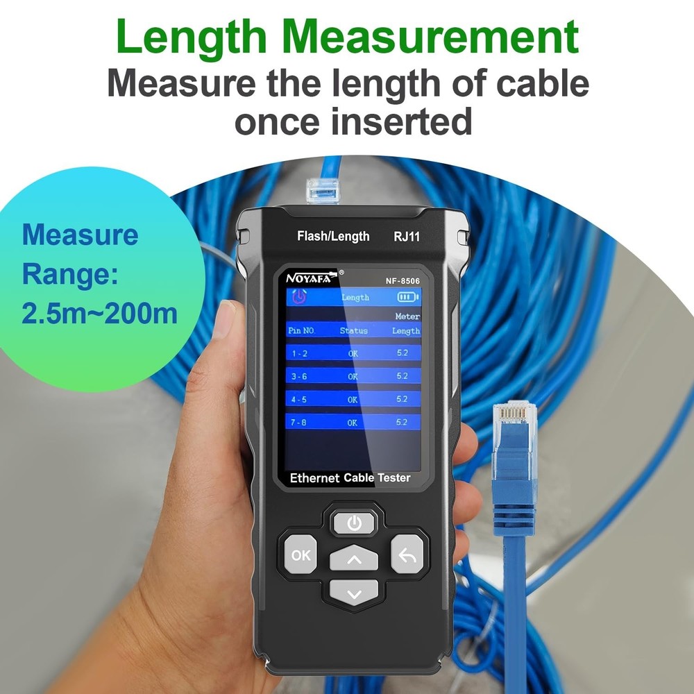 Advanced Ethernet Cable Tester TDR PoE Ping Scan Port Flash Network Speed