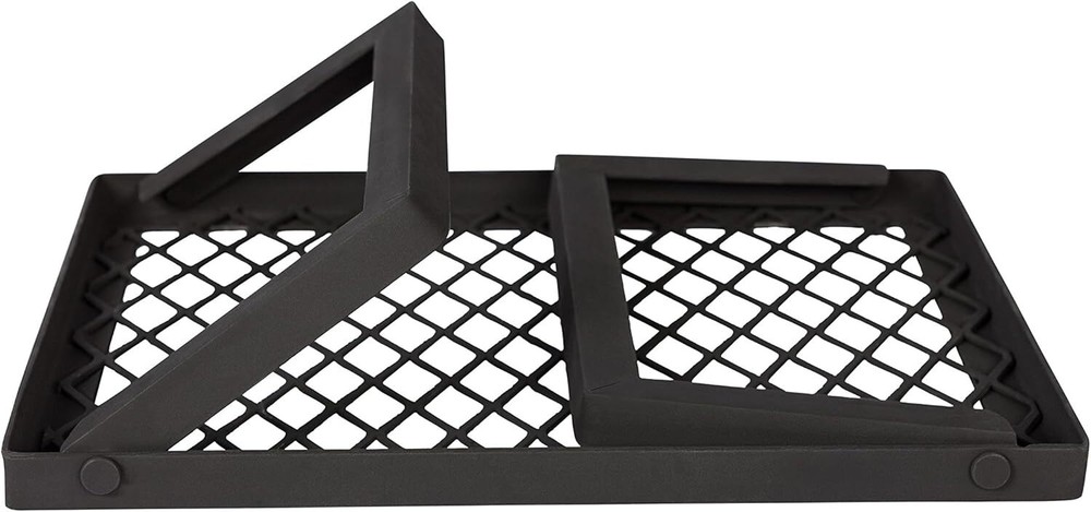 Basic Products Heavy Duty Portable Camping Grill for Campfire Cooking, Black