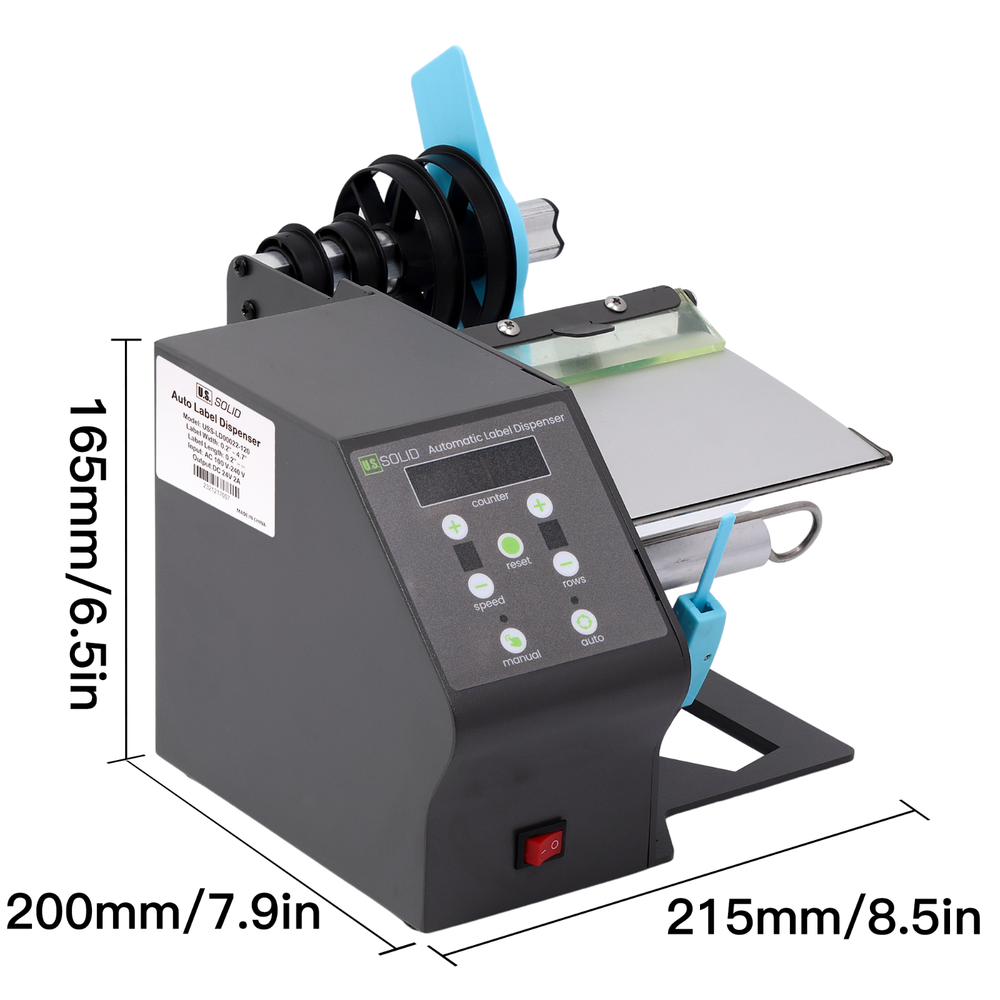 U.S. Solid Automatic Label Dispenser, Counter 9999999, 9 Speeds, 5-120mm Width