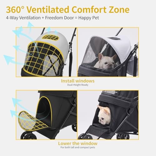 Lightweight 10 lbs Foldable Pet Stroller for Small Dogs & Cats, Easy DarkGray