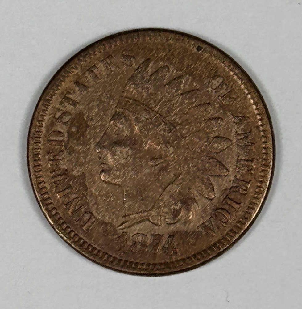 1874 INDIAN HEAD CENT XF