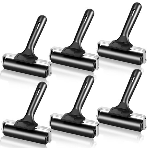 6 Pack 4" Rubber Brayer Rollers for Crafting, Printing, Inking, Stamping & Gluin