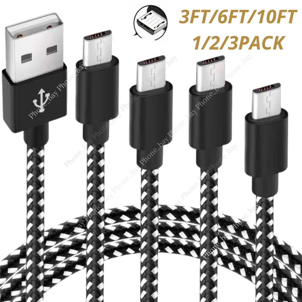 3/6/10Ft Micro USB Fast Charger Data Sync Cable Cord For Samsung HTC Android LG