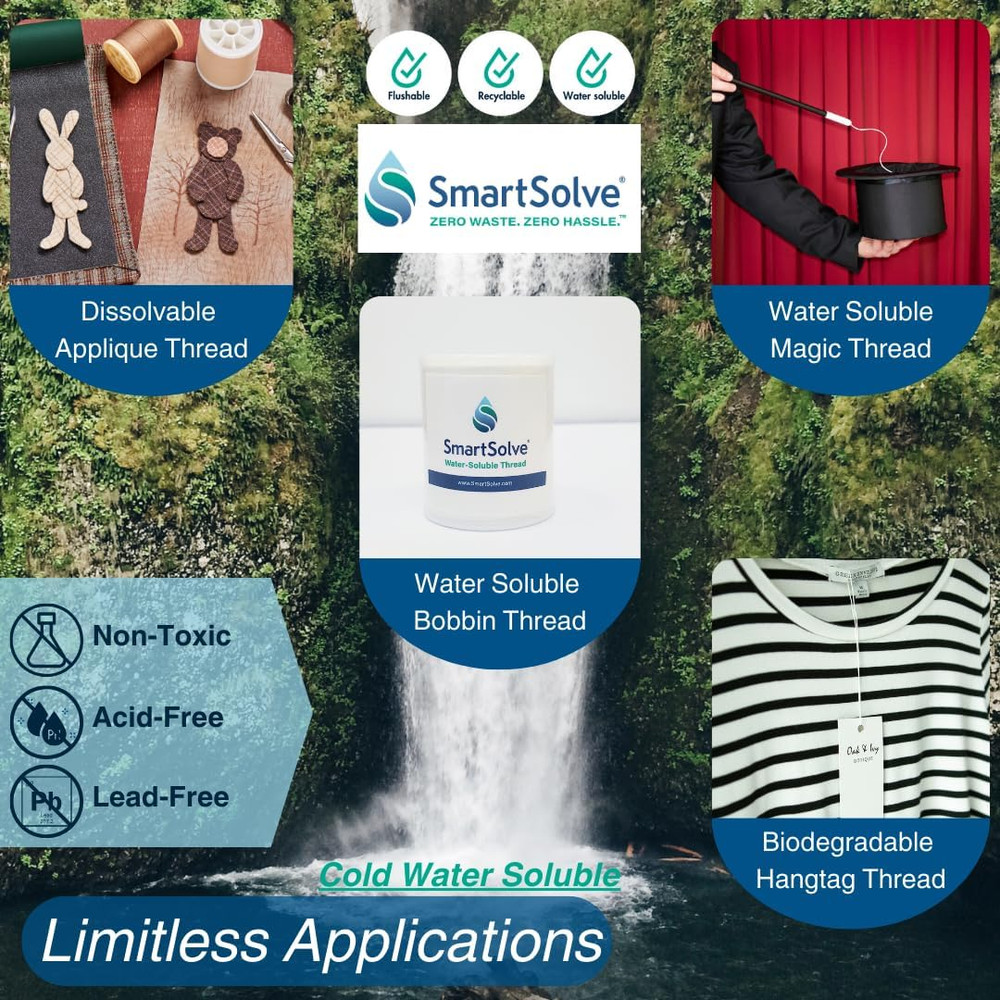 Water-Soluble Thread | Dissolves Quickly in Warm Water | Biodegradable | Eco-Fri