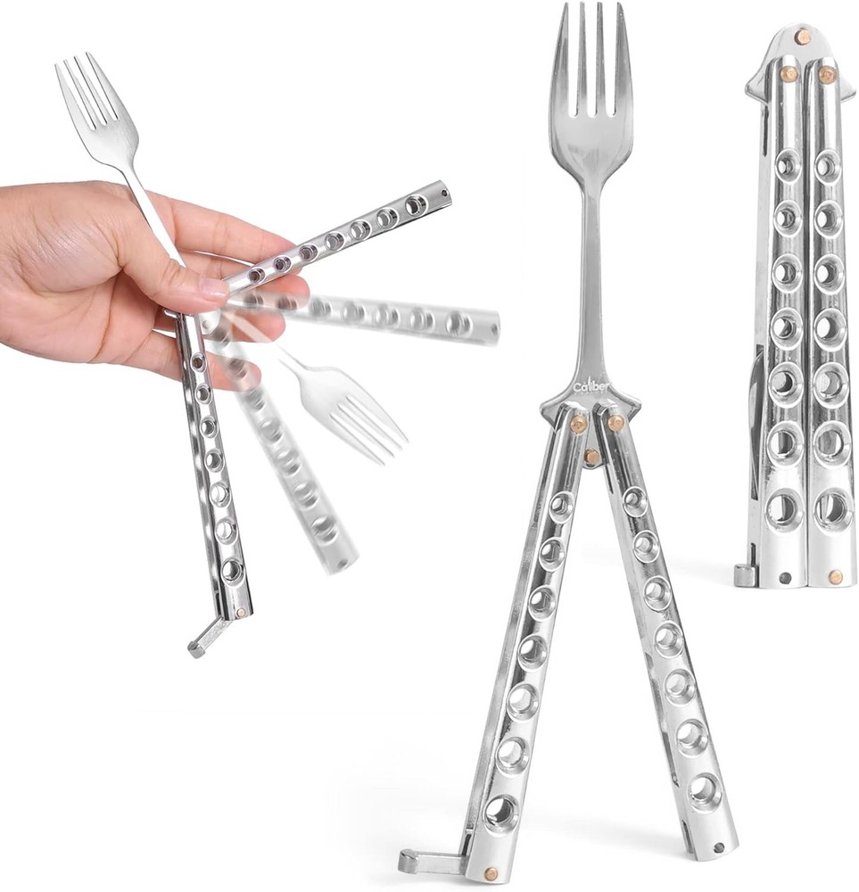 Tactical Butterfly Knife Style Fork Folding Stainl