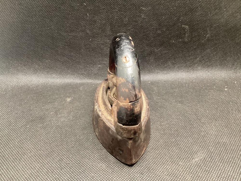 Antique Small Wooden Handle Garment Sad Iron