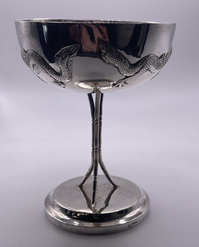 Chinese Export Silver Double Dragon Champagne Coup