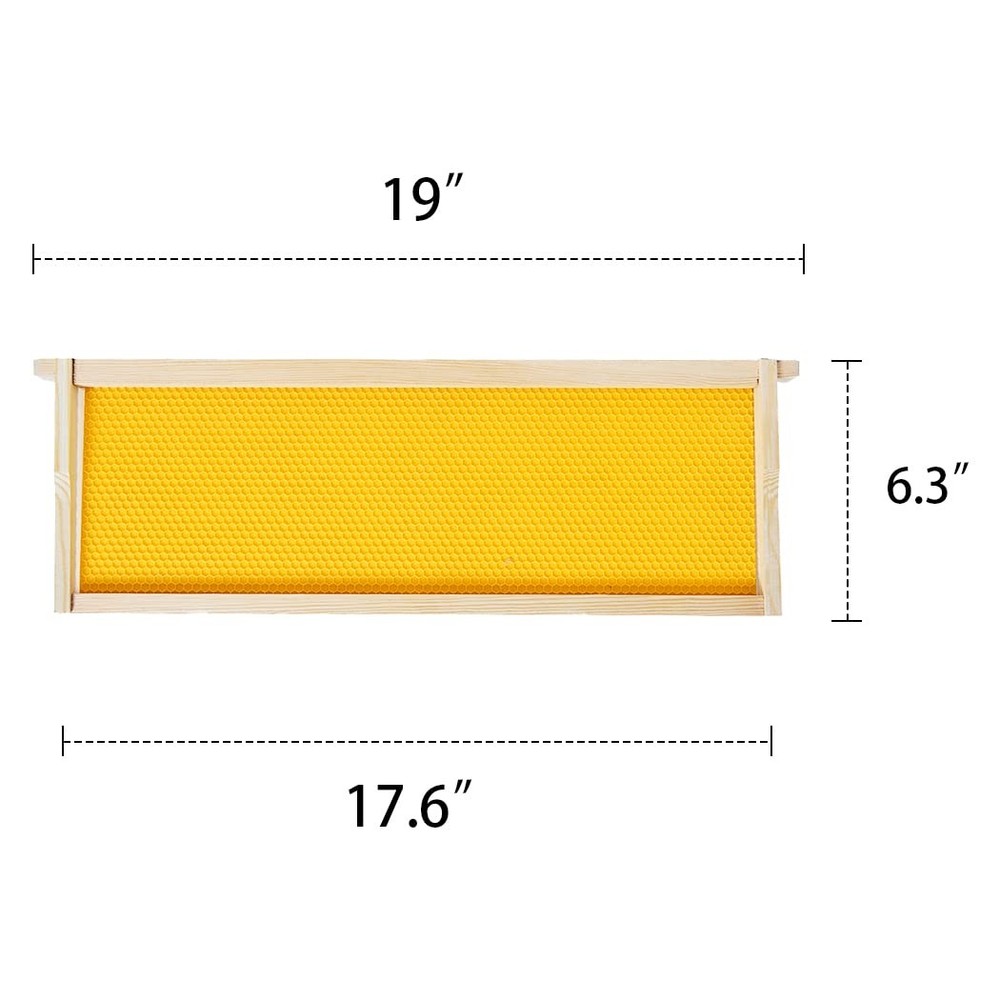 MayBee Medium Super Beehive Frames 10 Count (Pack of 1), Yellow Foundatiom