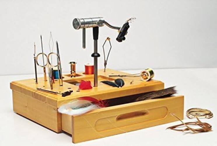 Wooden Fly Tying Station with Tools