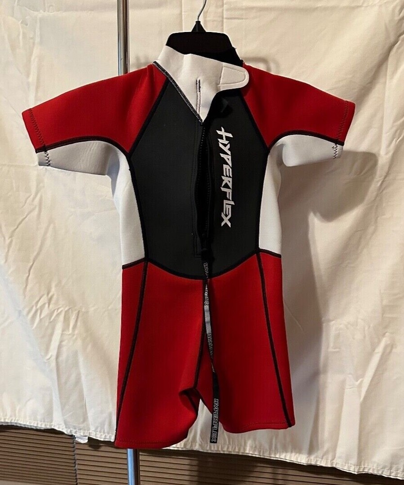Hyperflex shorty youth wetsuit size 8 2MM Red/White