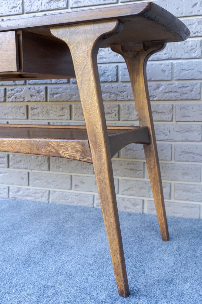 Mid Century Danish Modern Pearsall Style Walnut & Ash Two Tier Console Table