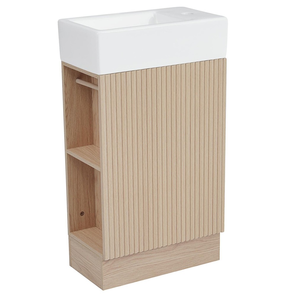 Waterproof Bathroom Vanity with Ceramic Sink, Adjustable Orientation, Two-Tier