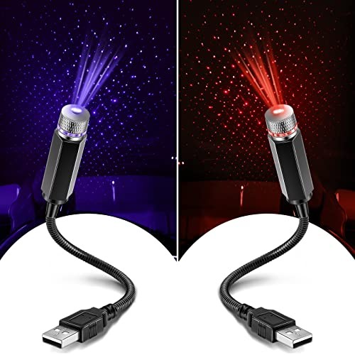 2 Pack USB Star Projector Night Light Adjustable Romantic Projector Car