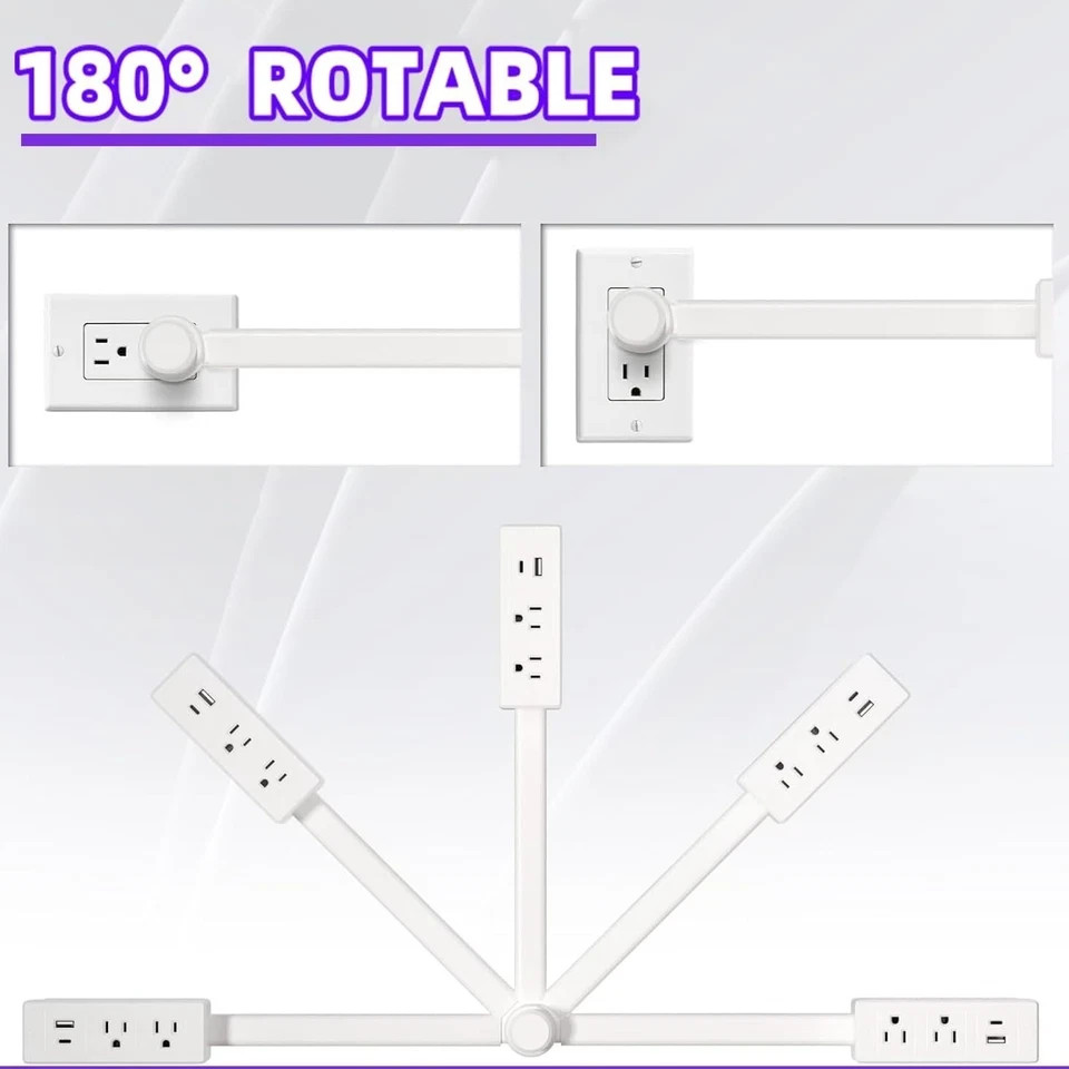 Electrical Outlet Expander Power Socket Rotating Extender Sofas Nightstands Desk