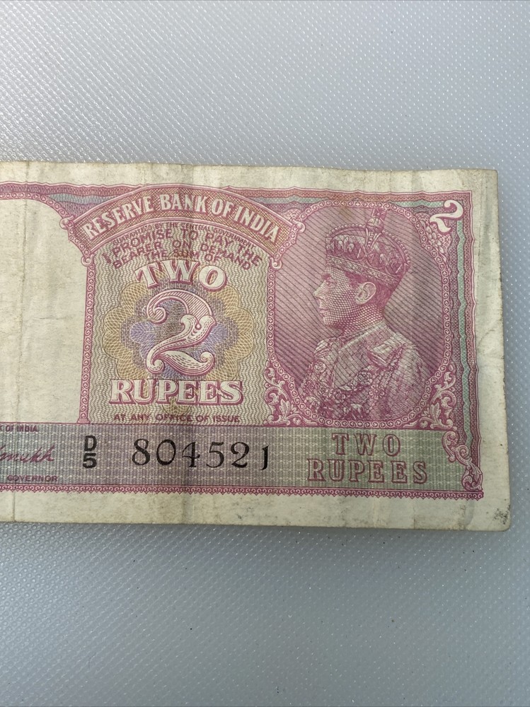 1943 India 2 Rupee Note