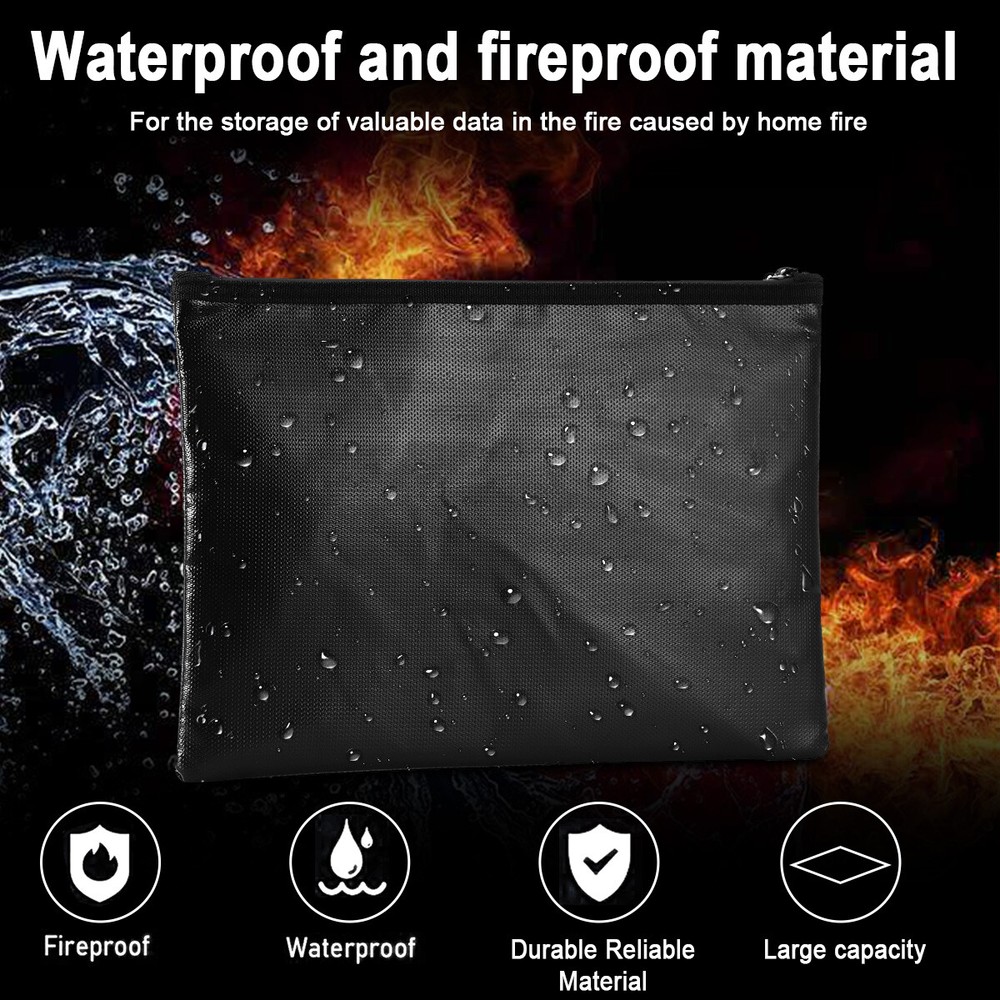 1/2PACK 2000℉ Fire Proof money Bag Fireproof Document Pouch Waterproof Safe Cash