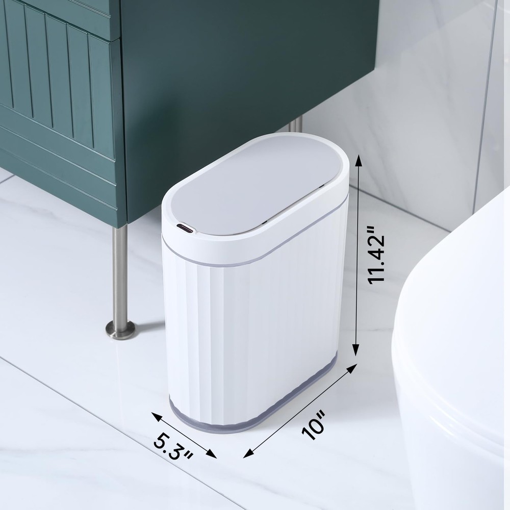 ELPHECO Bathroom Trash can Motion Sensor, Automatic Garbage can, Slim Plastic...